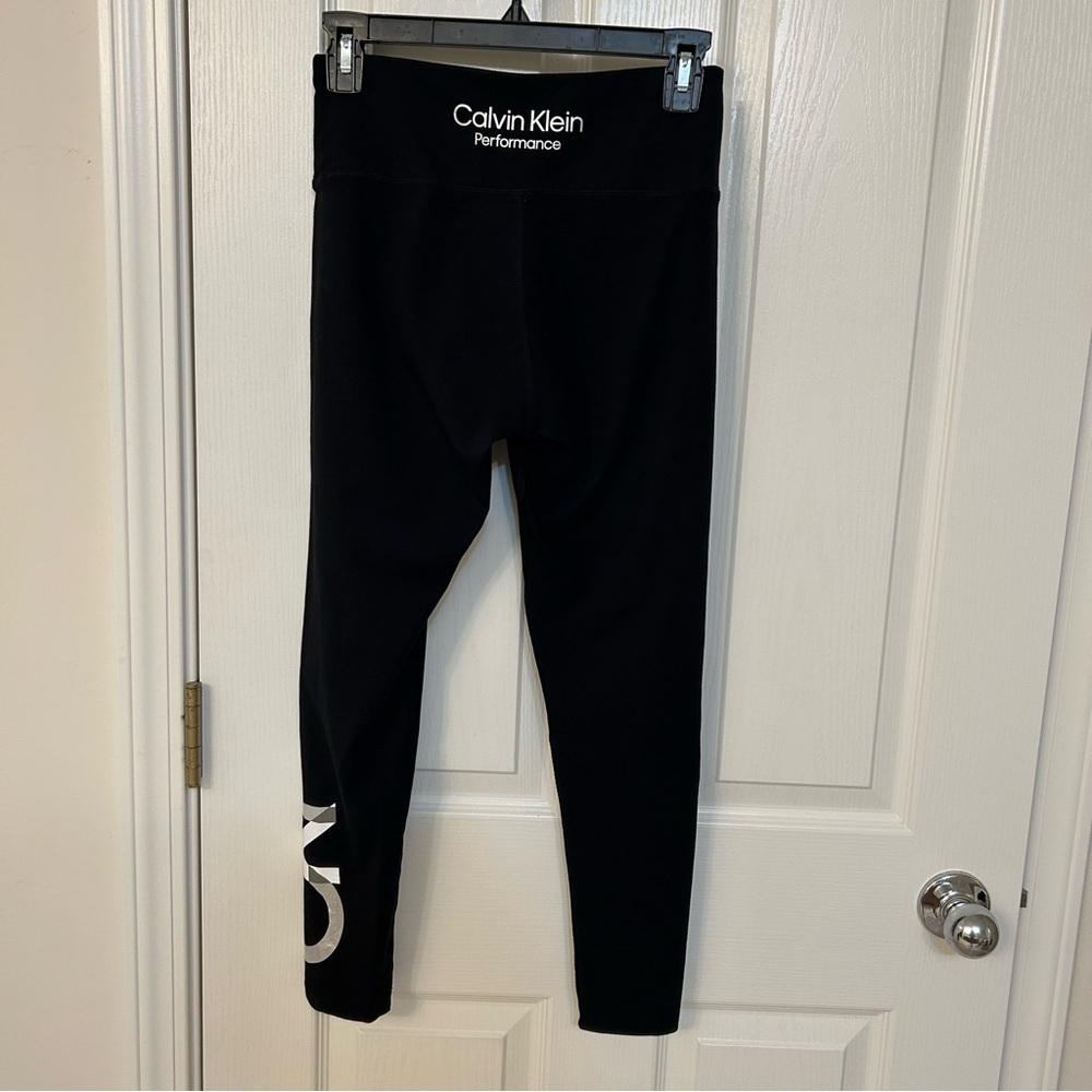 Calvin Klein Performance Stretch High Waist 7/8 legging in Black/White Size S - Picture 4 of 8